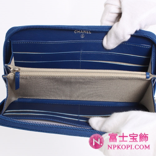 シャネル キャビアスキン 長財布 ブルー A50071